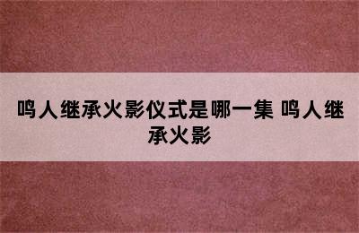 鸣人继承火影仪式是哪一集 鸣人继承火影